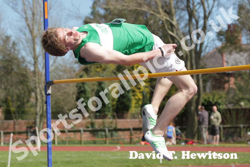Chris Lillico (Blyth) wins the high jump at the North of England League, Div. 4E, Wgitley Bay.